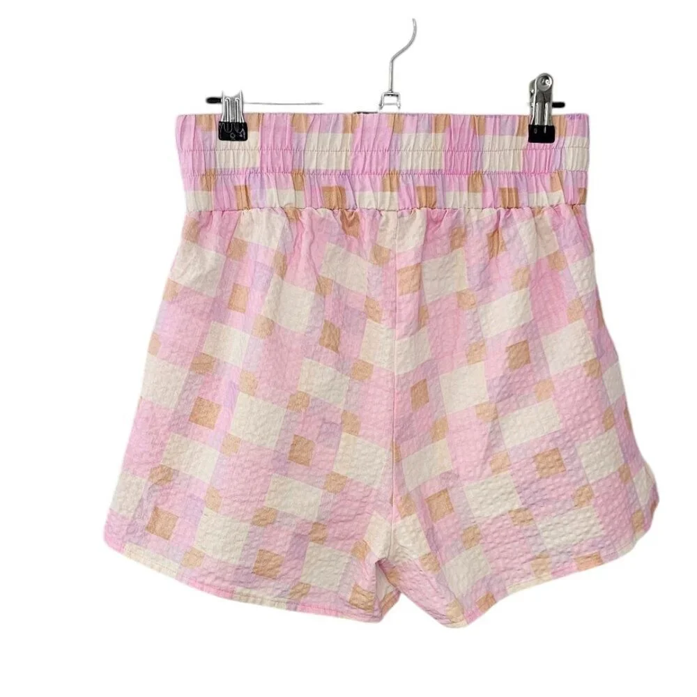 Smash + Tess Womens Malia Short in Hawaiian Check Print, Cotton, High Rise, XS - Picture 2 of 9